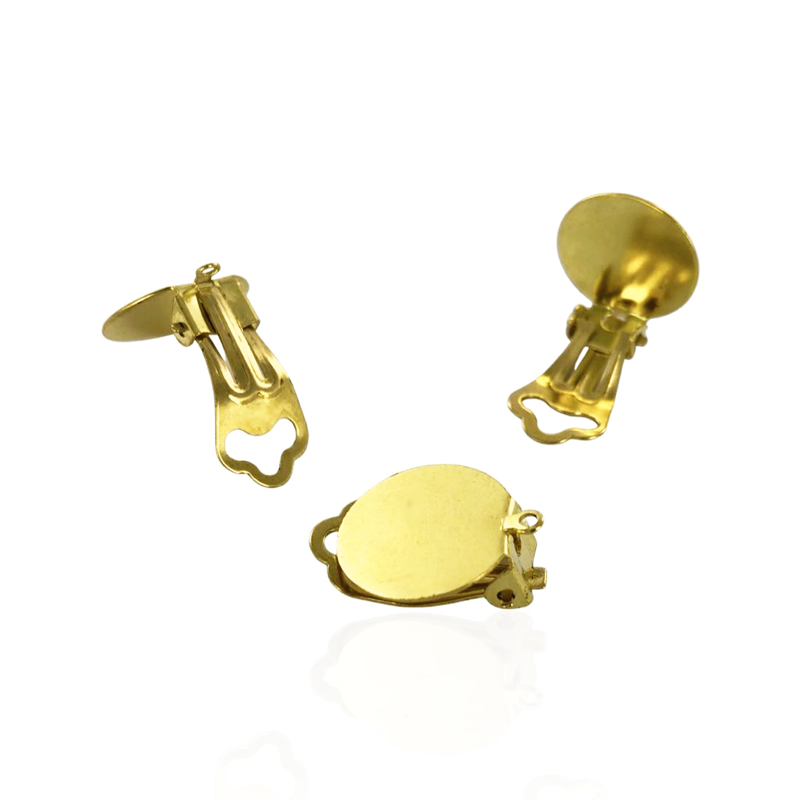 Oorbellen oorclips rond 15mm met oogje goud per 2 stuks