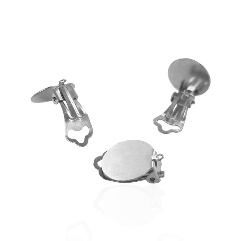 Oorbellen oorclips rond 15mm met oogje zilver per 2 stuks