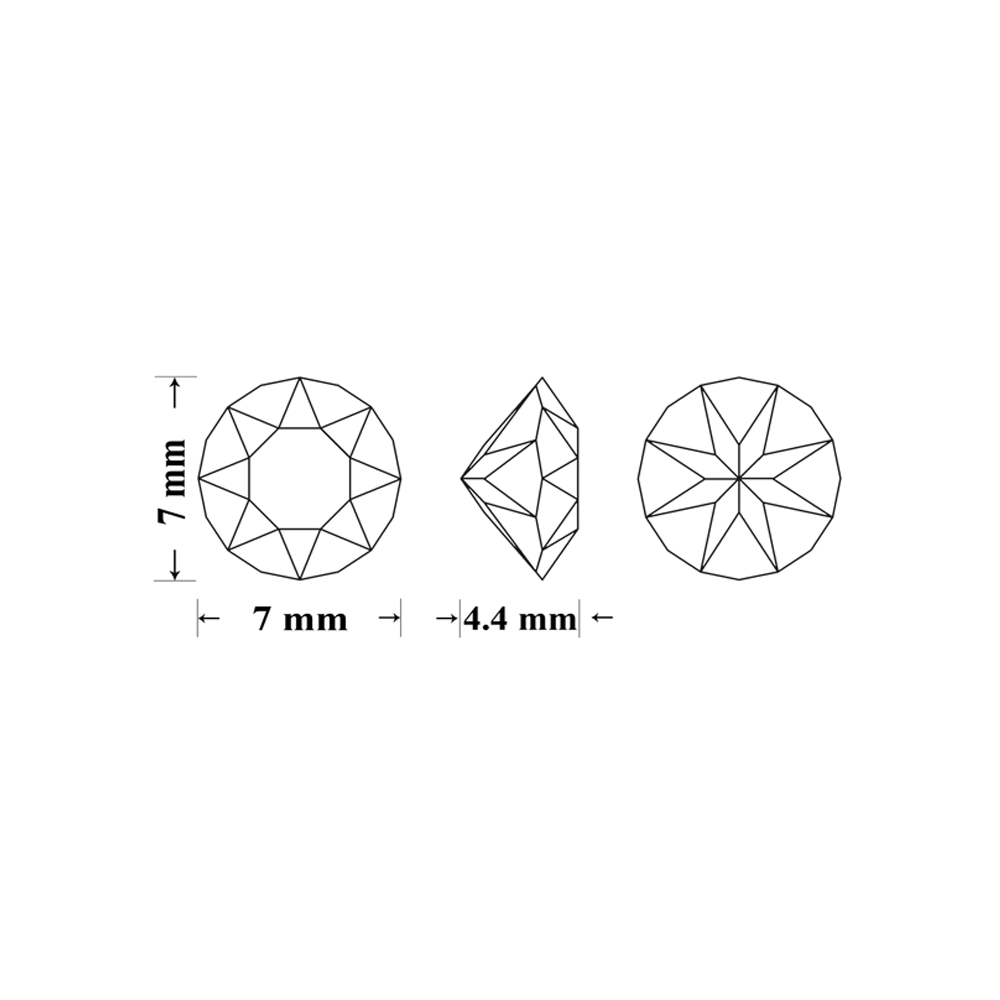 Oostenrijkse round stones xilion chaton 1088 SS34 afmetingen Nieuwekralen.nl