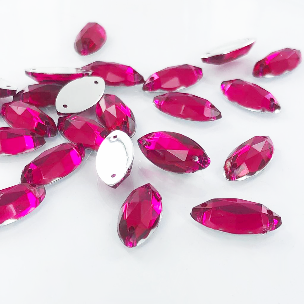 Opnaaistenen navette kunststof 15mm fuchsia per stuk