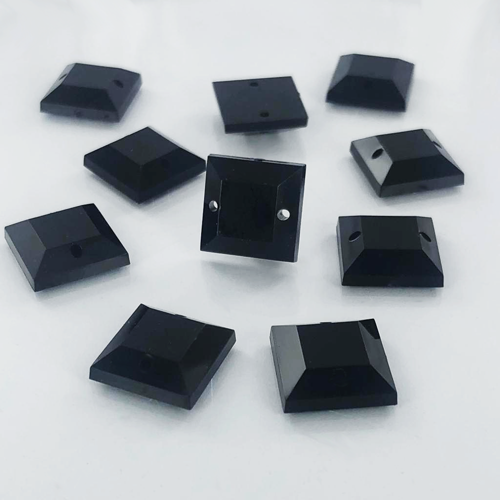 Opnaaistenen vierkant kunststof 12mm zwart per stuk