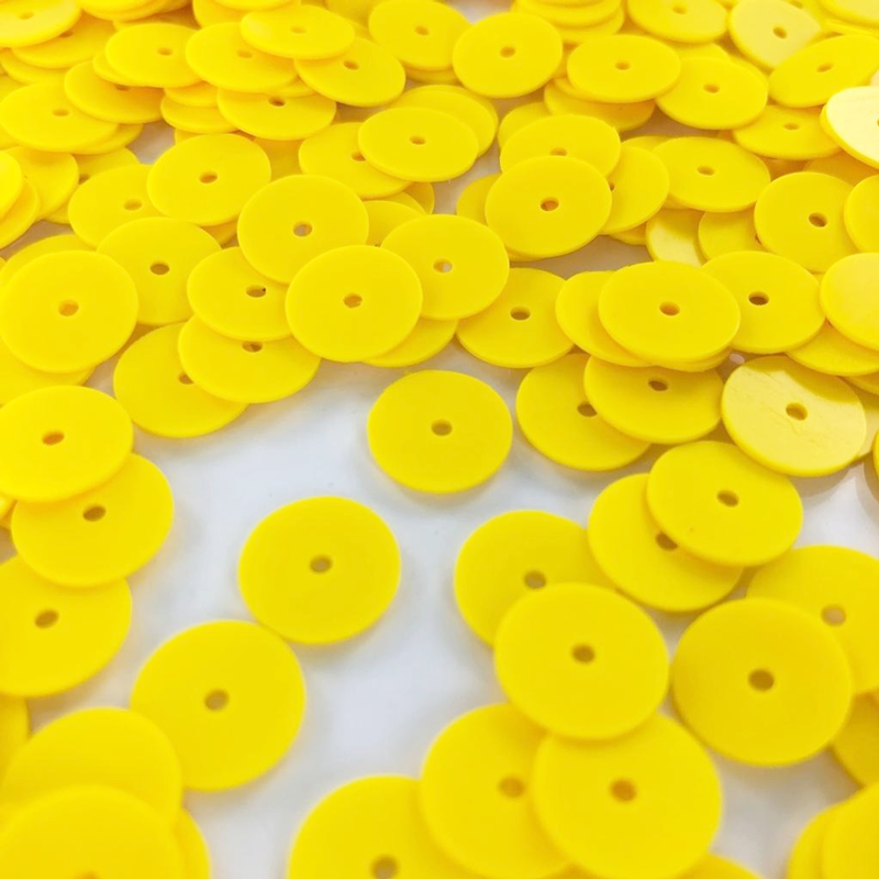 Pailletten rond plat geel 10mm per 5 gram