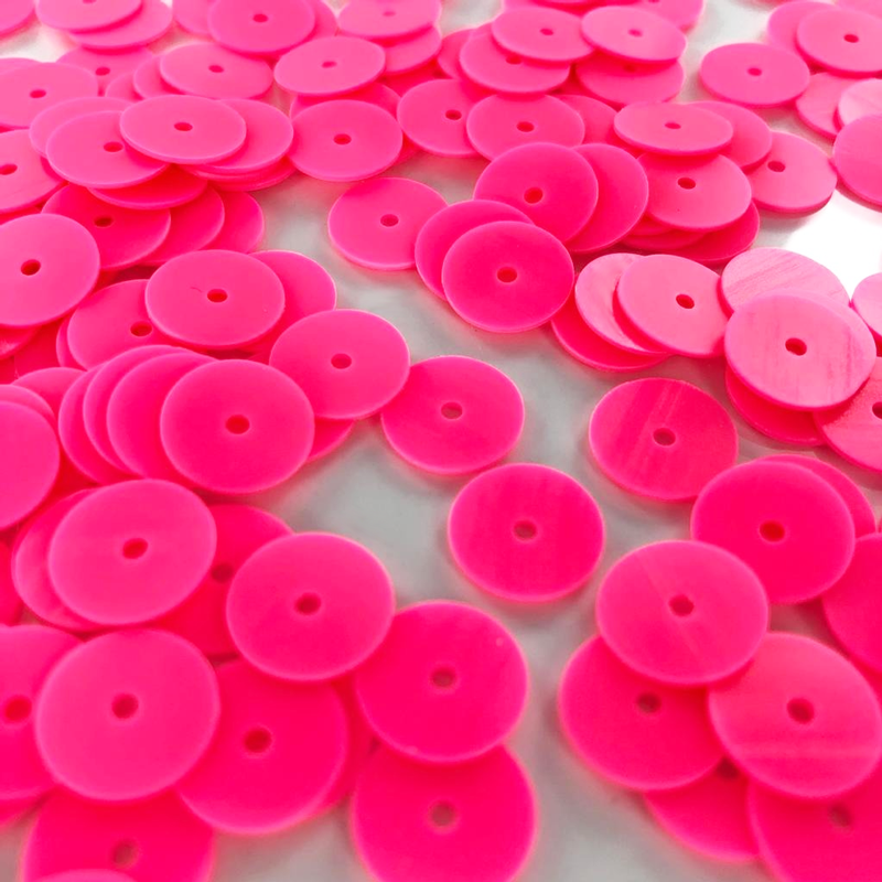 Pailletten rond plat roze 10mm per 5 gram