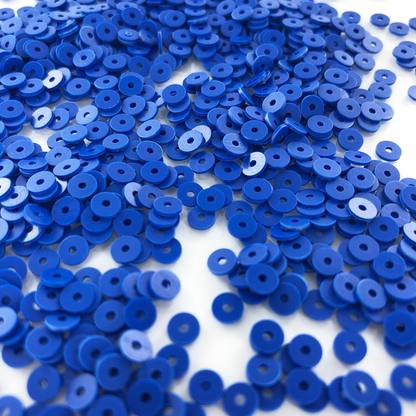 Pailletten rond plat blauw 4mm per 5 gram