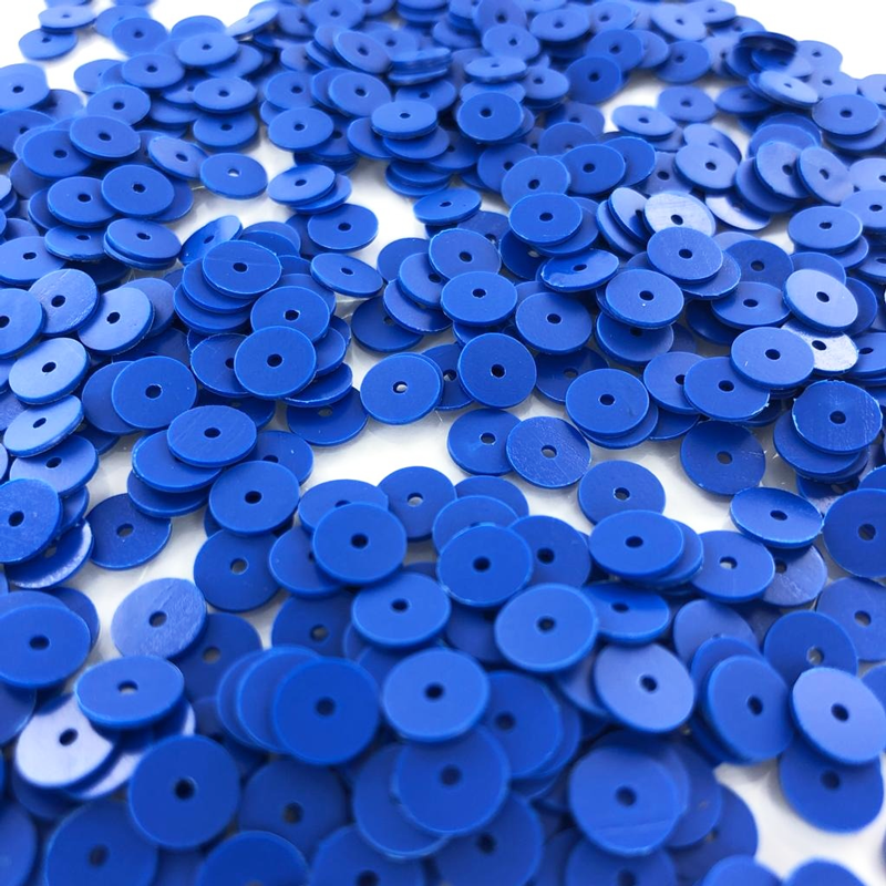Pailletten rond plat blauw 6mm per 5 gram