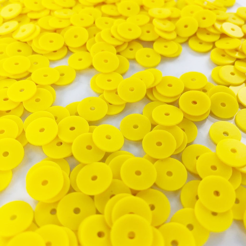Pailletten rond plat geel 8mm per 5 gram