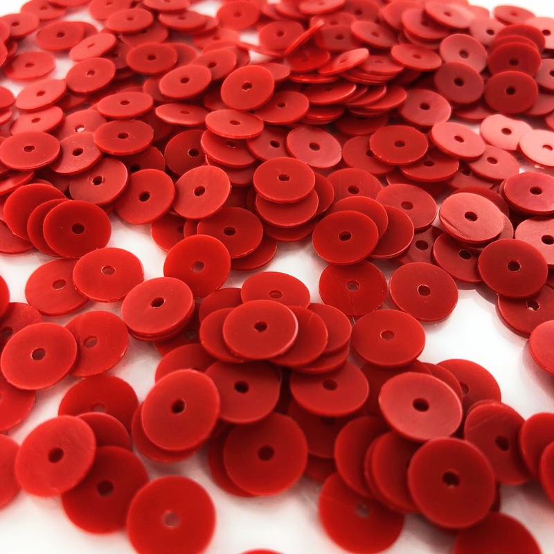 Pailletten rond plat rood 8mm per 5 gram