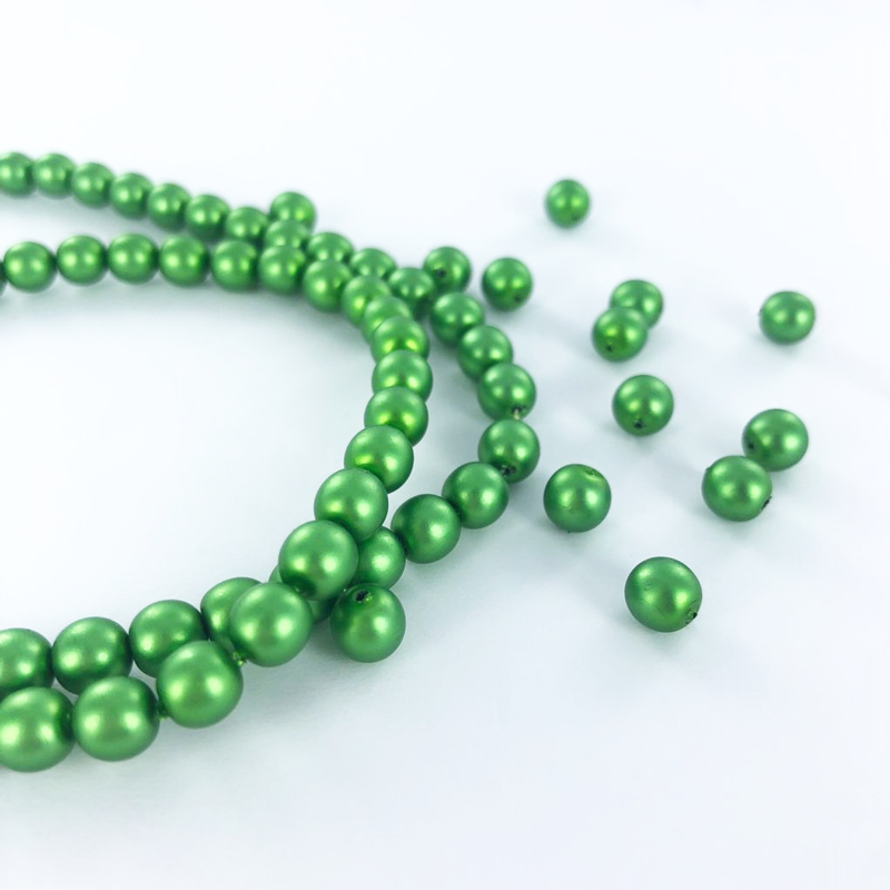Glasparels 6mm parel kralen rond groen per 80 stuks