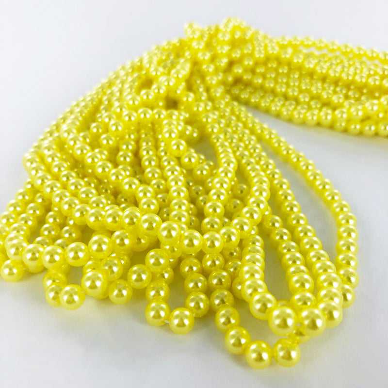 Parels kunststof parel kralen rond 5mm geel per 100 stuks