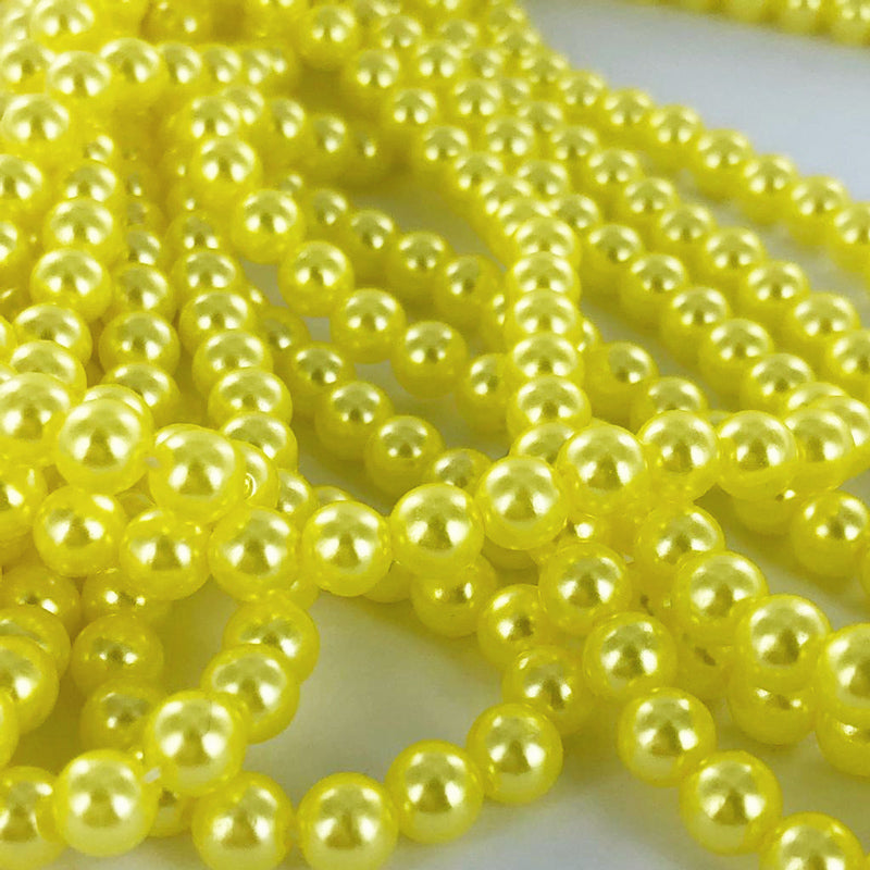 Parels kunststof parel kralen rond 5mm geel per 100 stuks