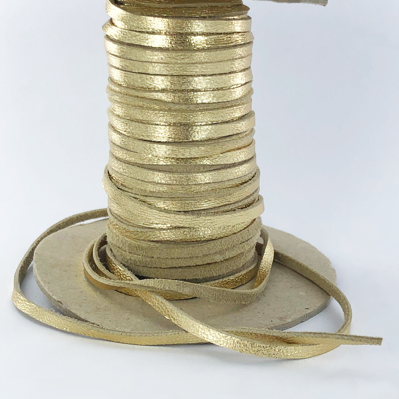 Plat geitenleer leer voor sieraden 3mm goud per meter