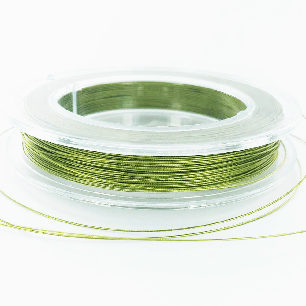 Rijgdraad Nylon coated staaldraad groen 0,3mm per 1 meter