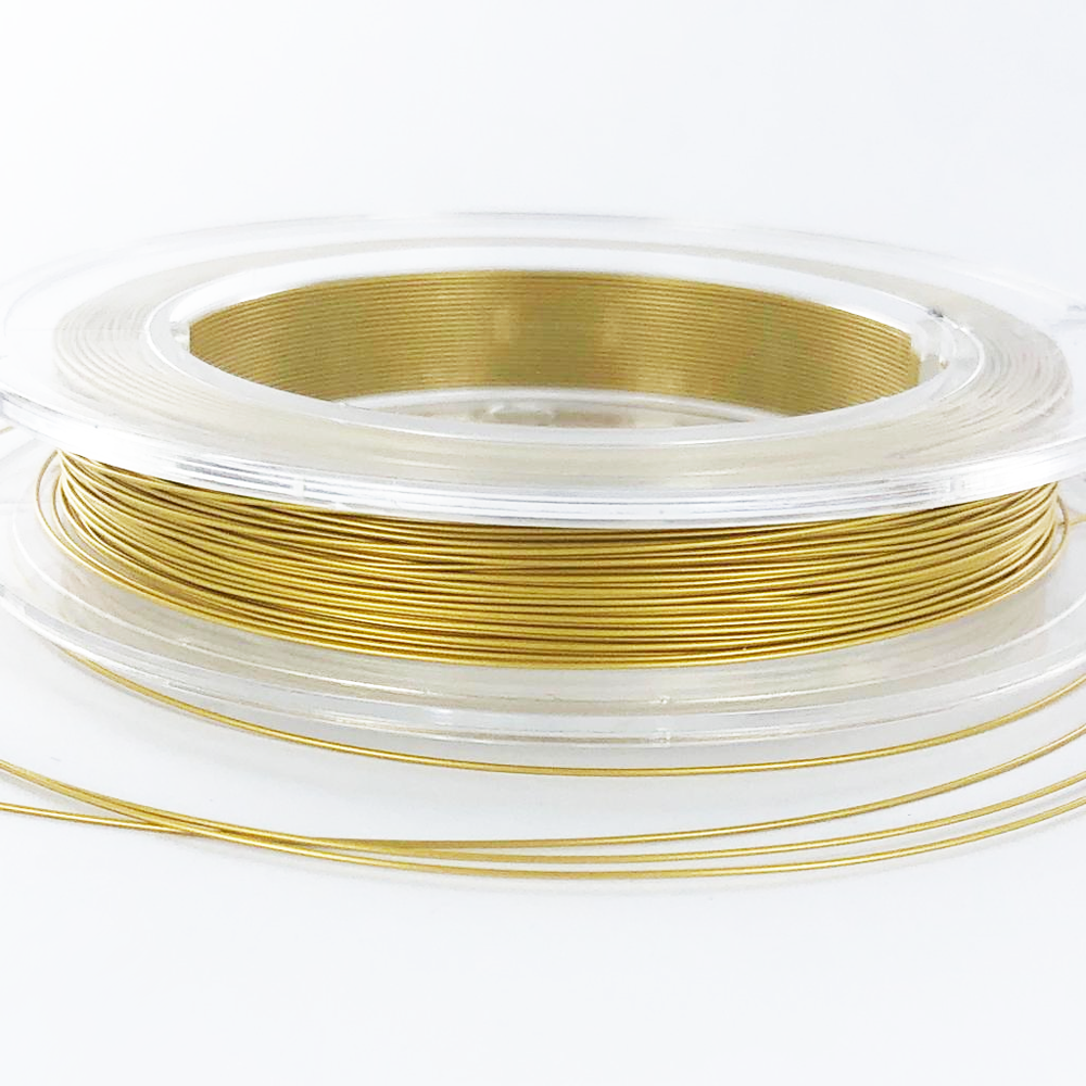 Rijgdraad Nylon coated staaldraad goud 0,4mm per 1 meter