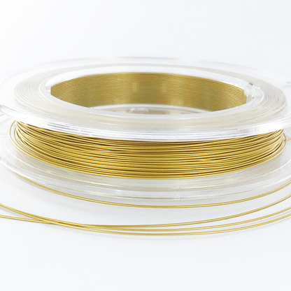 Rijgdraad Nylon coated staaldraad goud 0,4mm per 1 meter