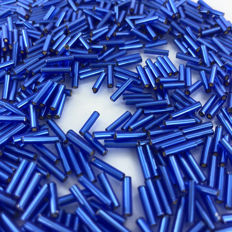 Staafjes kralen bugle beads 9mm blauw