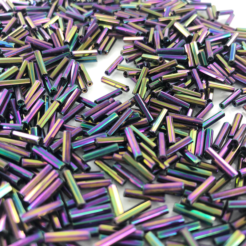 Staafjes kralen bugle beads 9mm paars