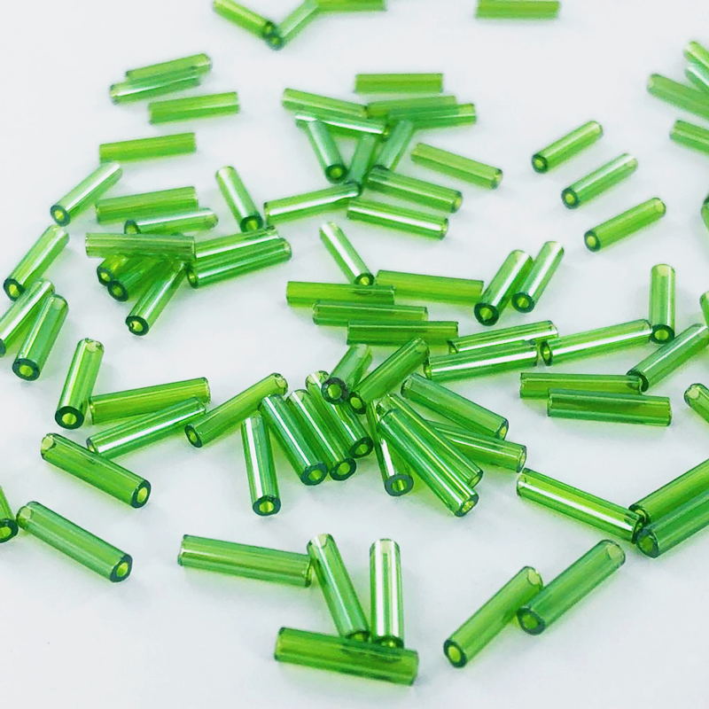 Staafjes kralen bugle beads 9mm groen