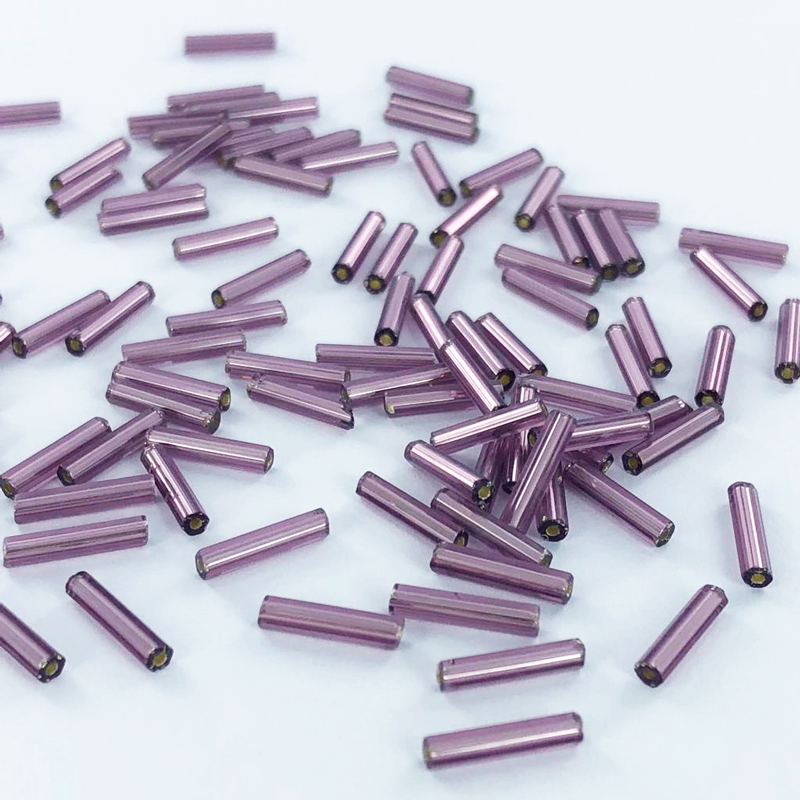 Staafjes kralen bugle beads 9mm lila