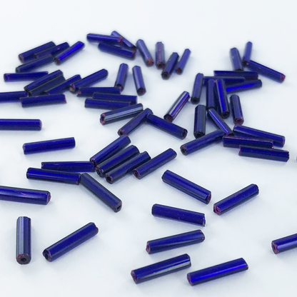 Staafjes kralen bugle beads 9mm blauw paars