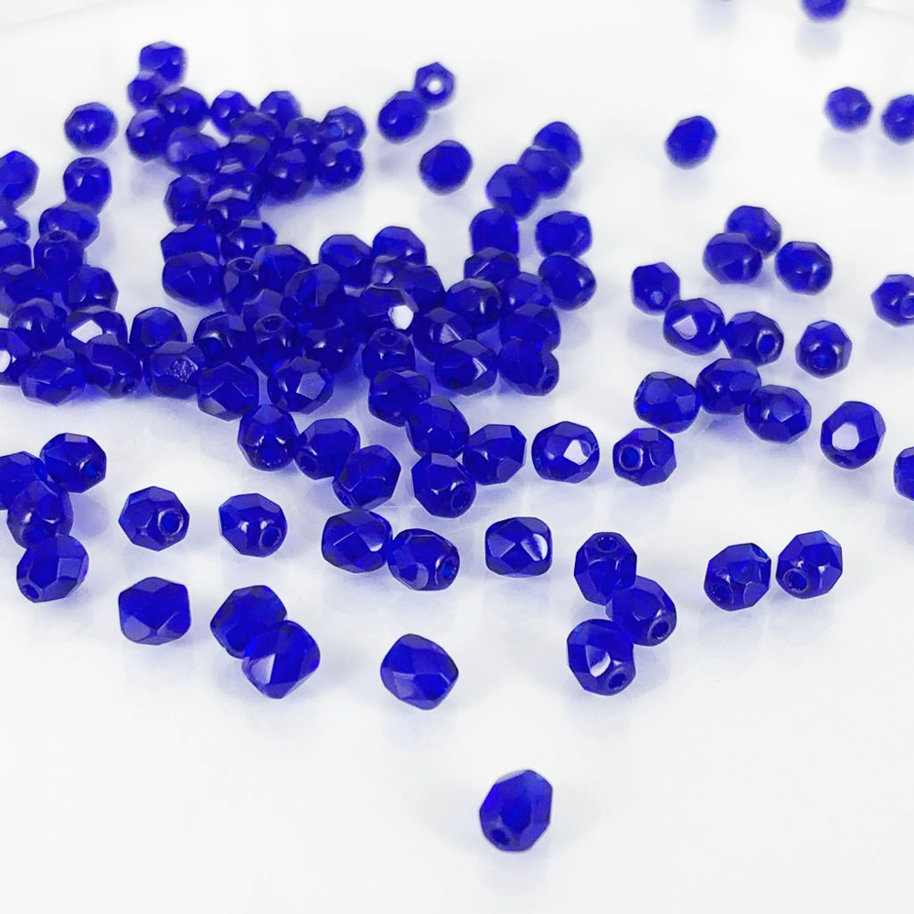 Tsjechische facet kralen rond 4mm blauw Nieuwekralen