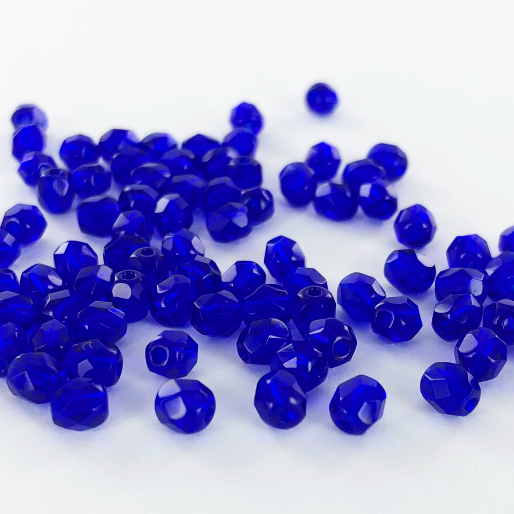 Tsjechische facet kralen rond 4mm blauw Nieuwekralen