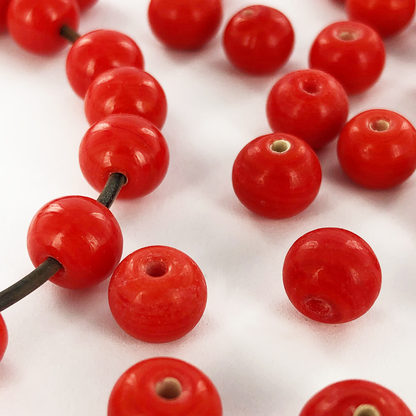 Bloedkoraal imitatie koraal kralen glas rond rood 8mm per 30 stuks