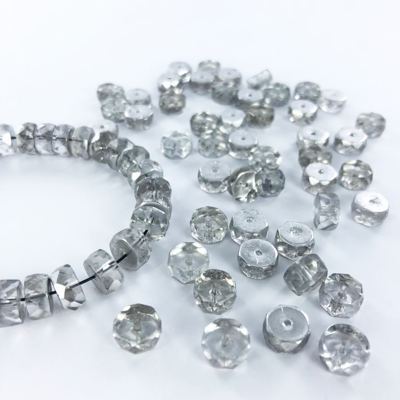 Facet kralen glaskralen schijf rond 8mm spacer beads zilver per 3 stuks