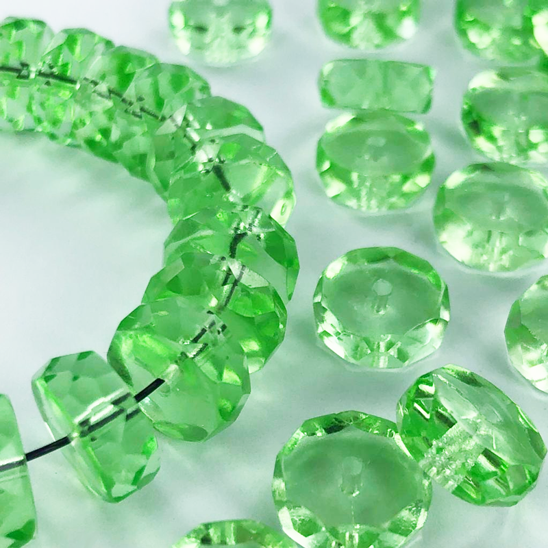 Glaskralen facet kralen schijf rond 10mm spacer beads groen per 3 stuks